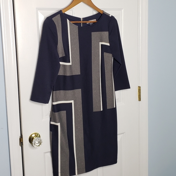 Danny & Nicole 3/4 Sleeve Shift Geometric Colorblock Mod Office Business Petite - Picture 4 of 15